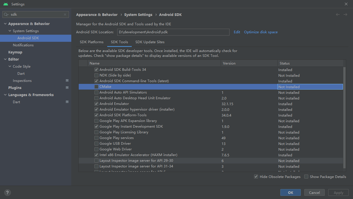 解决：Android Studio 中sdk tools 中库显示不全的问题