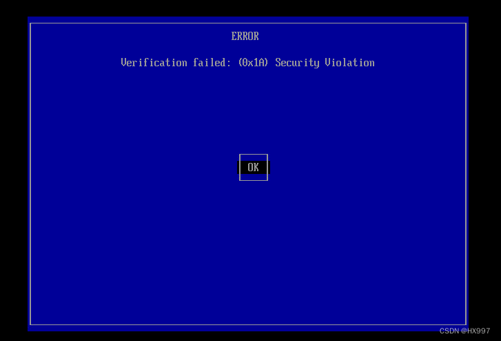 error verification failed 0x1a security violation