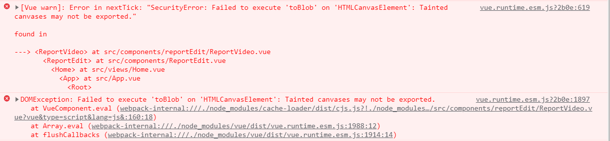Uncaught DOMException: Failed to execute 'toDataURL' on ...