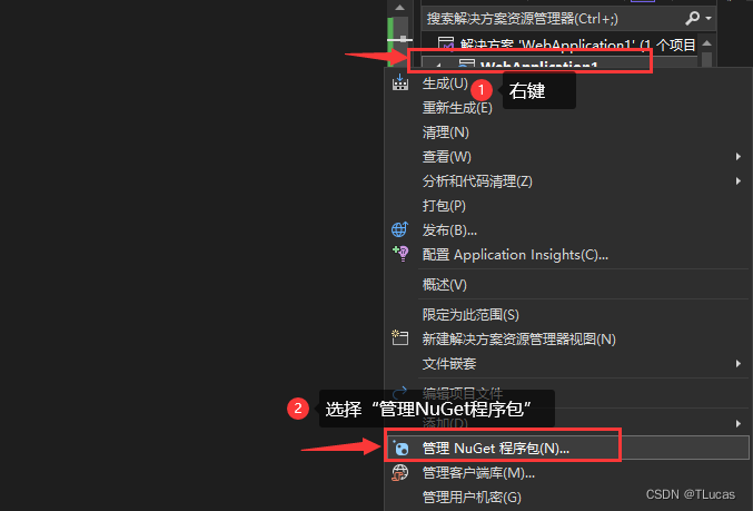 選擇“管理NuGet程式包”