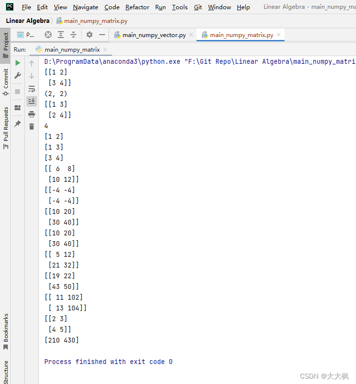线性代数-Python-02：矩阵的基本运算 - 手写Matrix及numpy中的用法