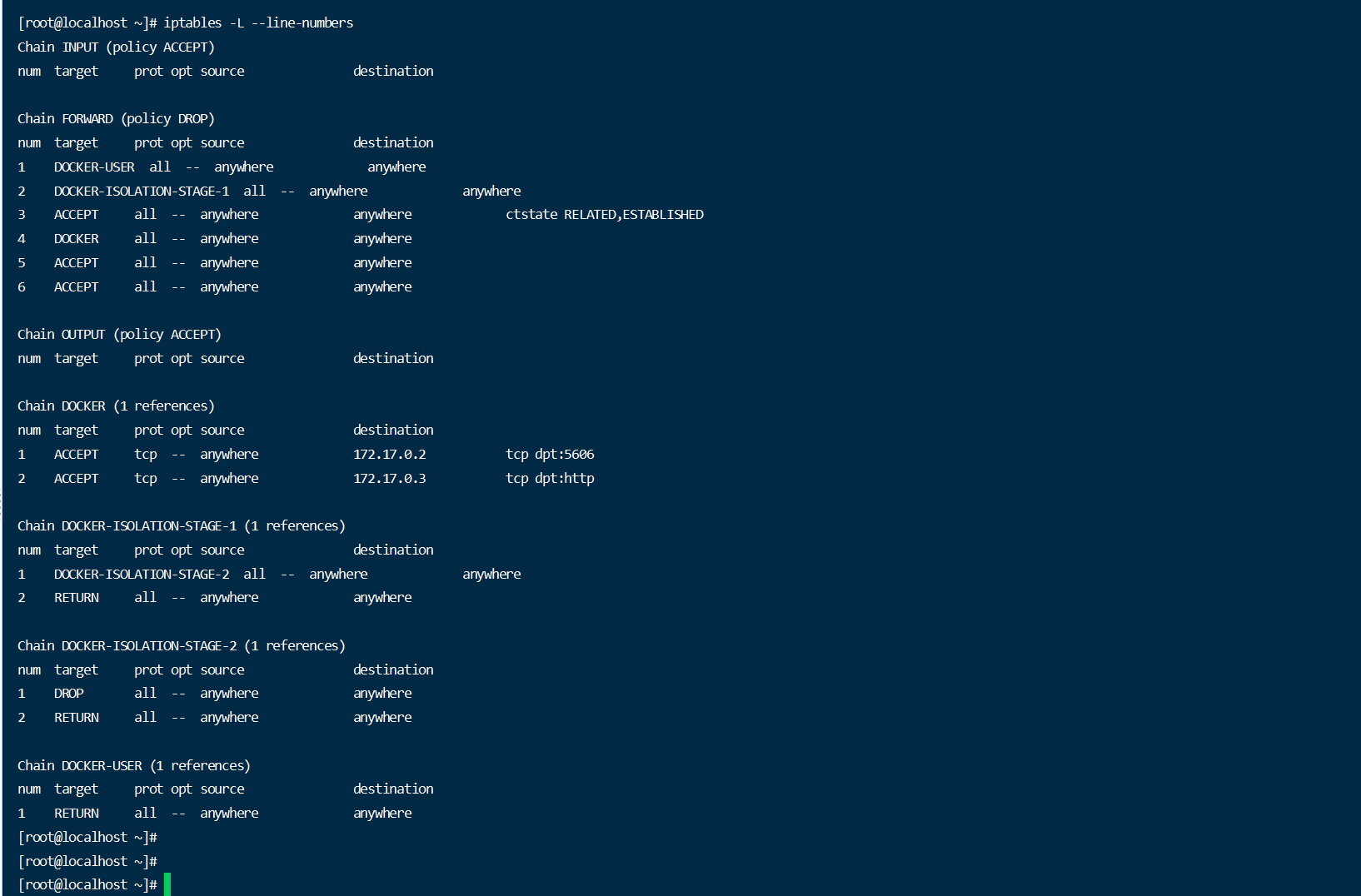 删除 iptables 中的规则