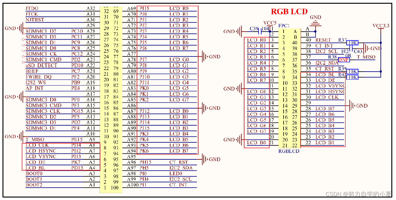 RGB LCD接口硬件原理图