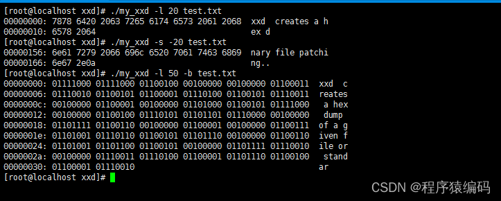 Linux下C/C++实现以十六进制的形式显示命令（xxd）