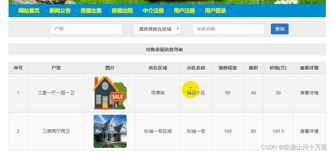 基于SSM房屋租赁出售系统的设计与实现