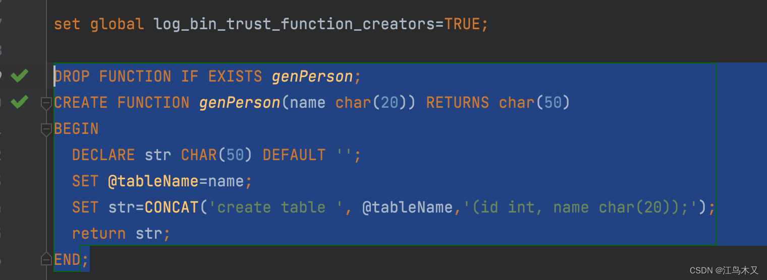 This function has none of DETERMINISTIC, NO SQL, or READS SQL DATA in