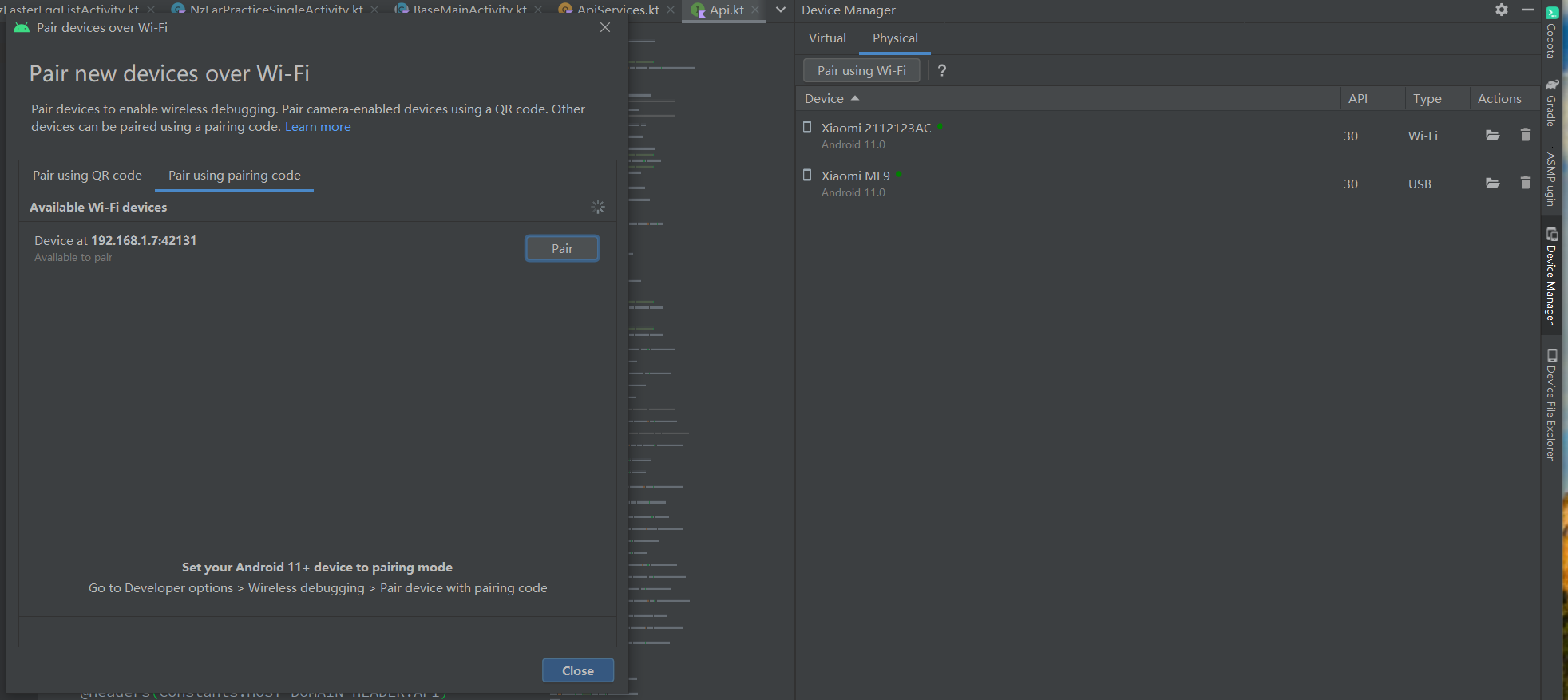 Android Studio Bumblebee :支持通过WI-FI连接设备