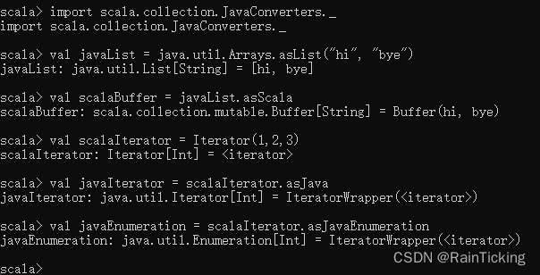 Scala集合与Java集合的互转函数asScala与asJava