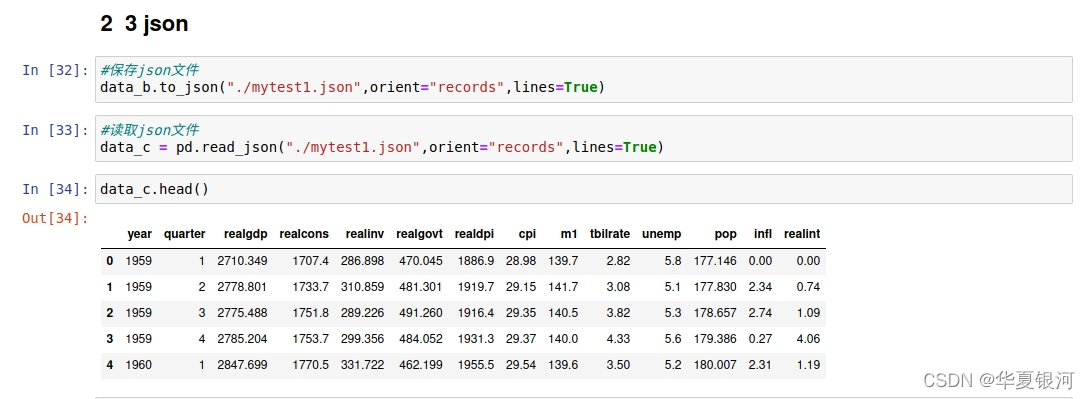 Pandas文件读取与存储（json、csv、hdf5）