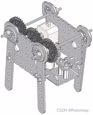 机器人制作开源方案 | 齿轮传动轴偏心轮摇杆简易四足