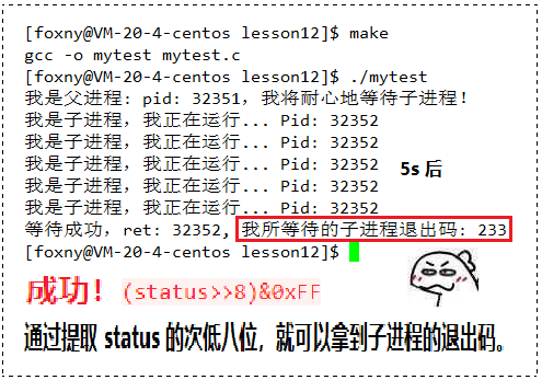 Linux--获取子进程退出码的代码