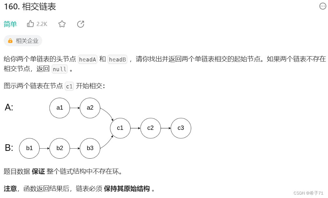 单链表oj题