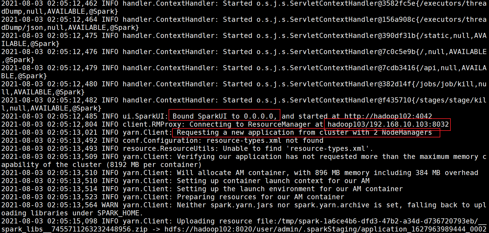 spark Yarn模式运行报错：Connecting to ResourceManager at /0.0.0.08032_spark 0