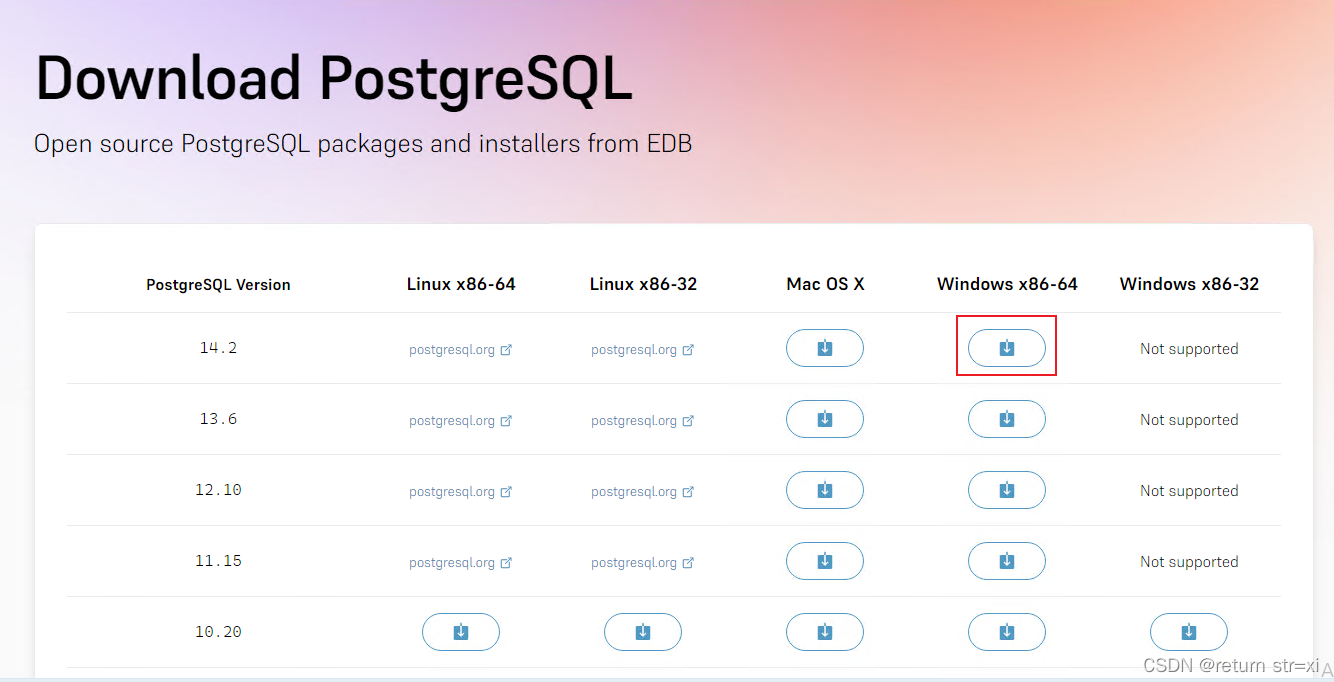 下载PostgreSQL安装包