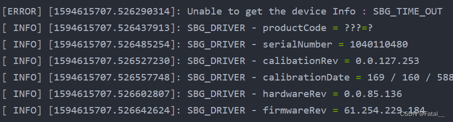 SBG EllipseE型号IMU 用ROS的驱动sbg_driver读取数据