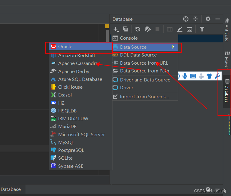 根据需要连接数据库类型选择,这里我选的是orcale