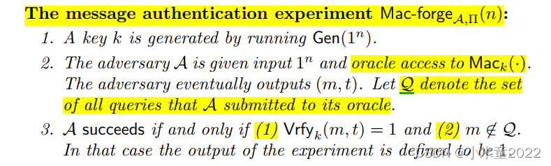 The message authentication experiment