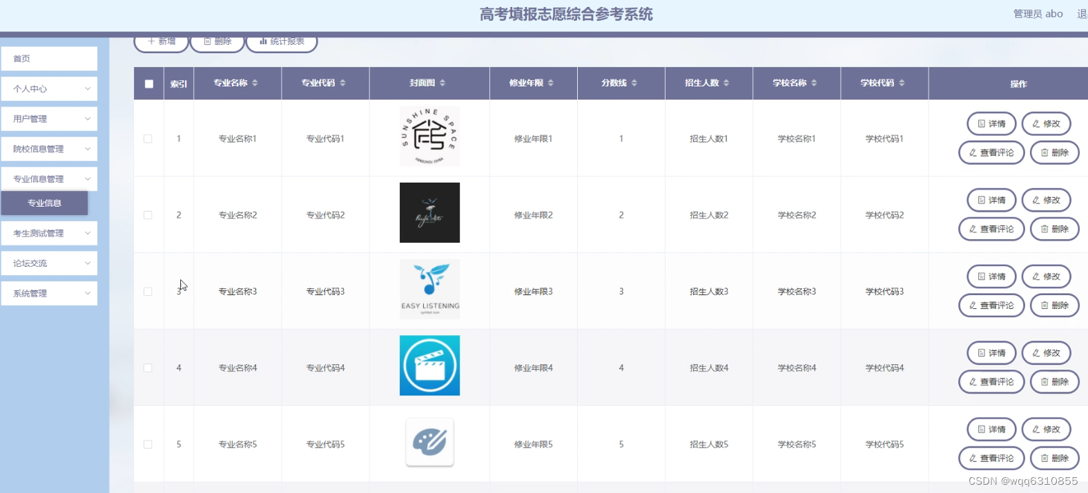 Java基于springboot高考填报志愿综合参考系统 vue+elementUI