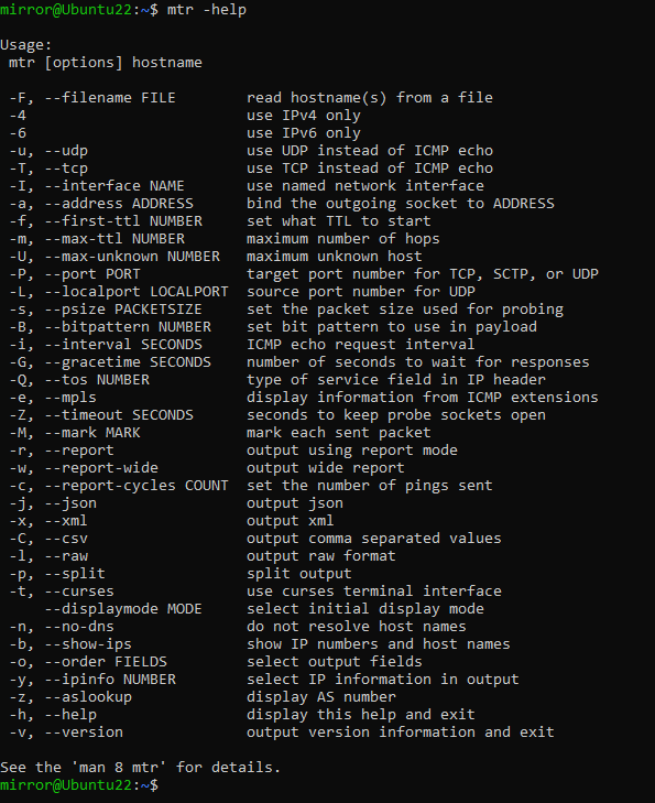 Linux MTR（My TraceRoute）command