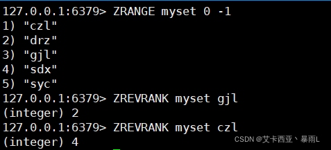 ZREVRANK key member