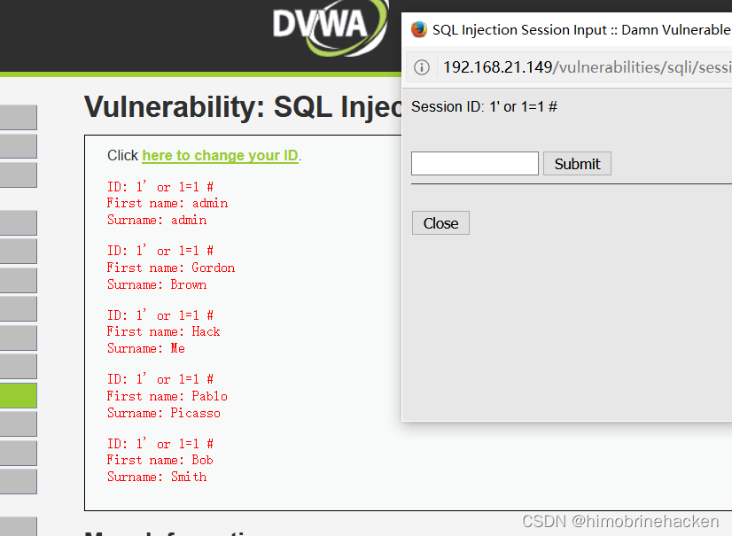 dvwa靶场SQL Injection（sql注入）全难度教程（附代码分析）