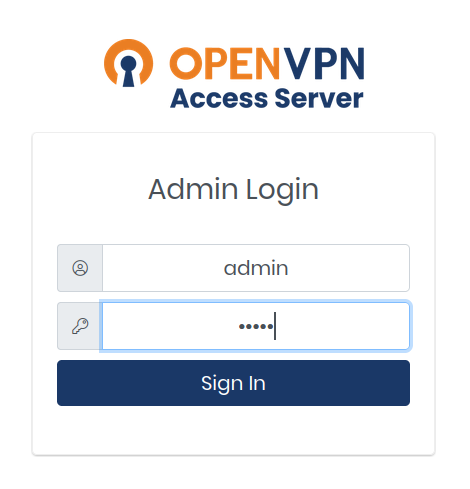 Logging in to OpenVPN Access Server