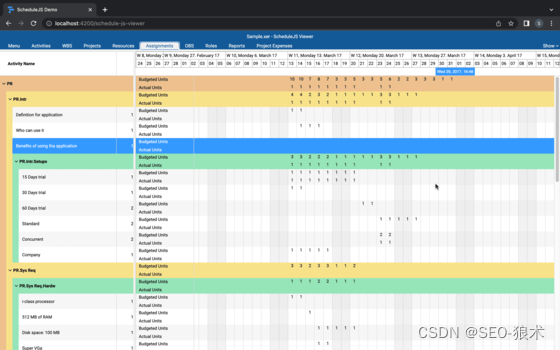 ScheduleJS Crack,新的“信息列”水平滚动功能