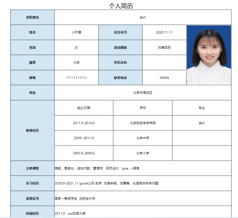 table表格基础知识及简单运用
