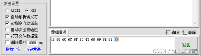 发送的ASCII数据