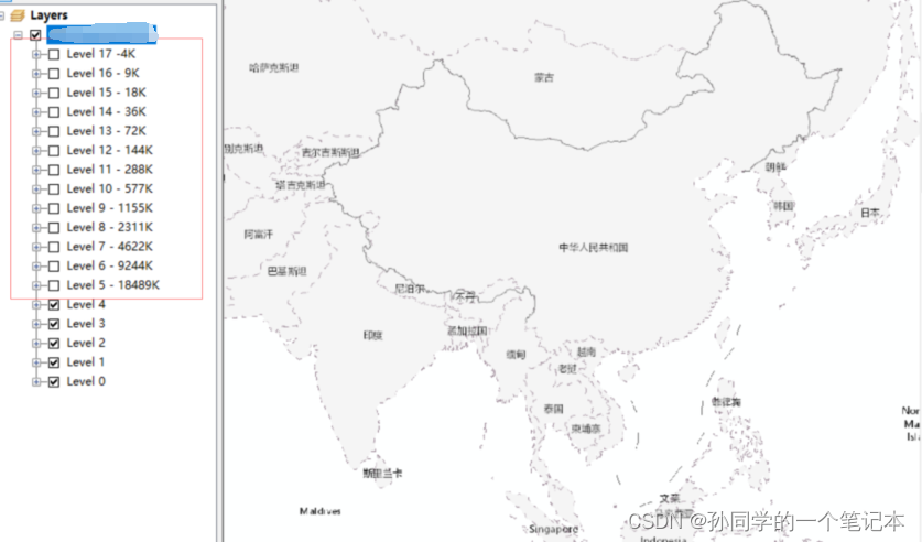 ArcGIS 底图服务前端加载某些级别不显示问题