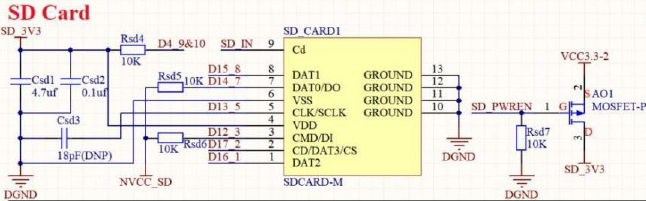 ▲ 图4.7 SD卡槽电路图