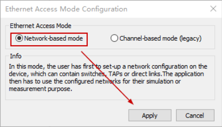 VN5610A和VN5640需要切换到Network-based模式