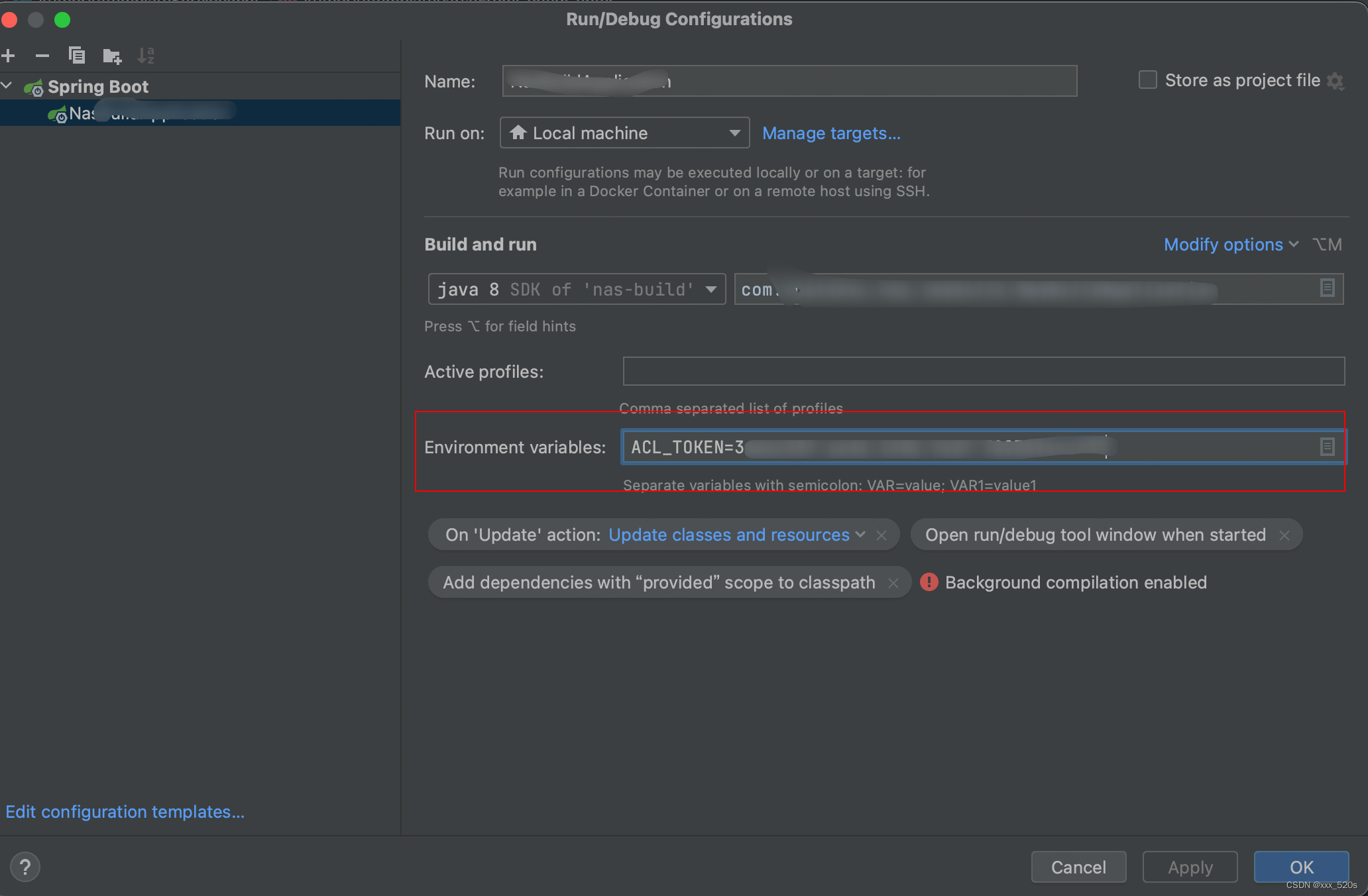 How to set value for dollar environment variable like {key} in yml or