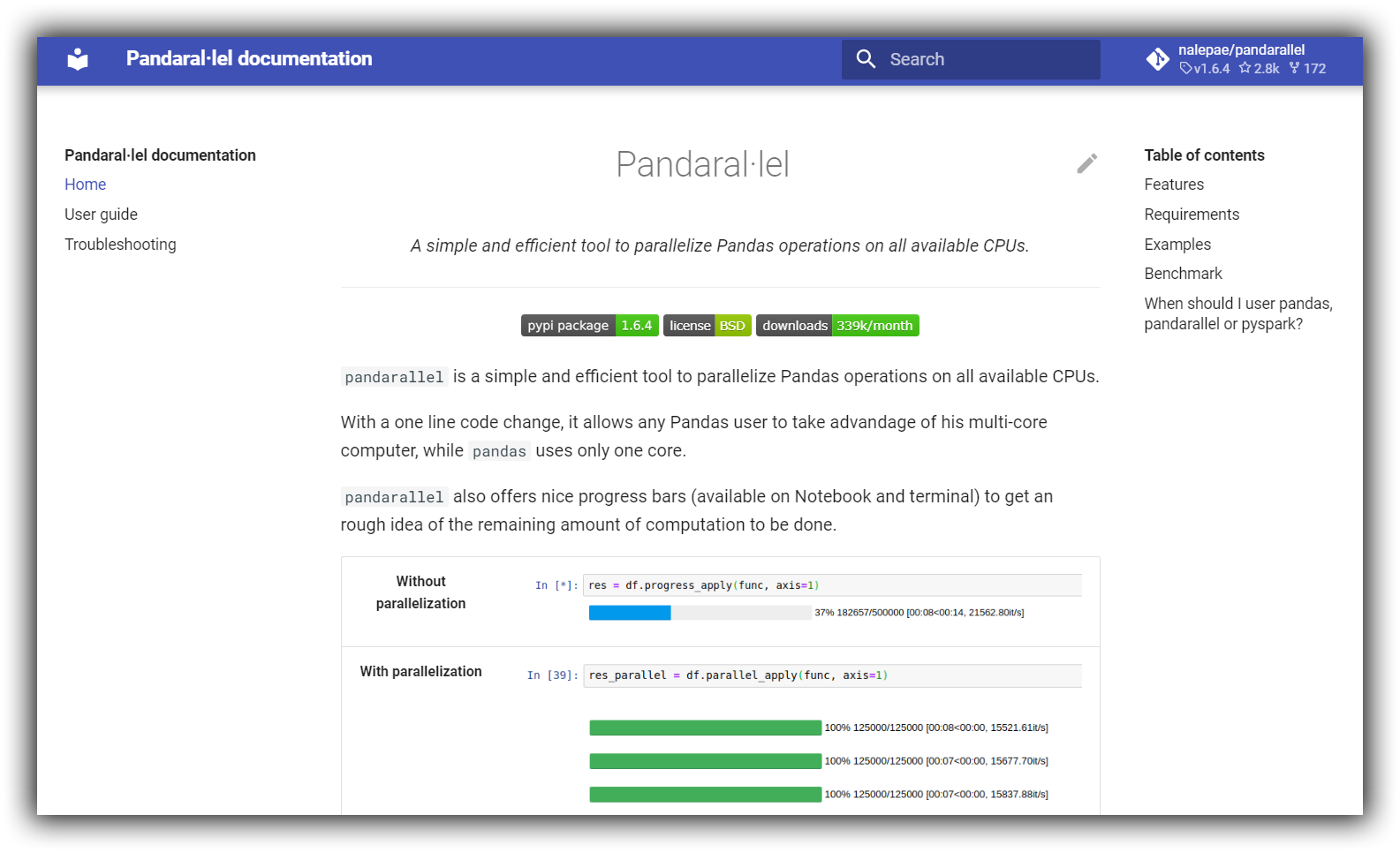 pandarallel 是一个简单而有效的工具，可以在所有可用的 CPUs 上并行执行 pandas 操作