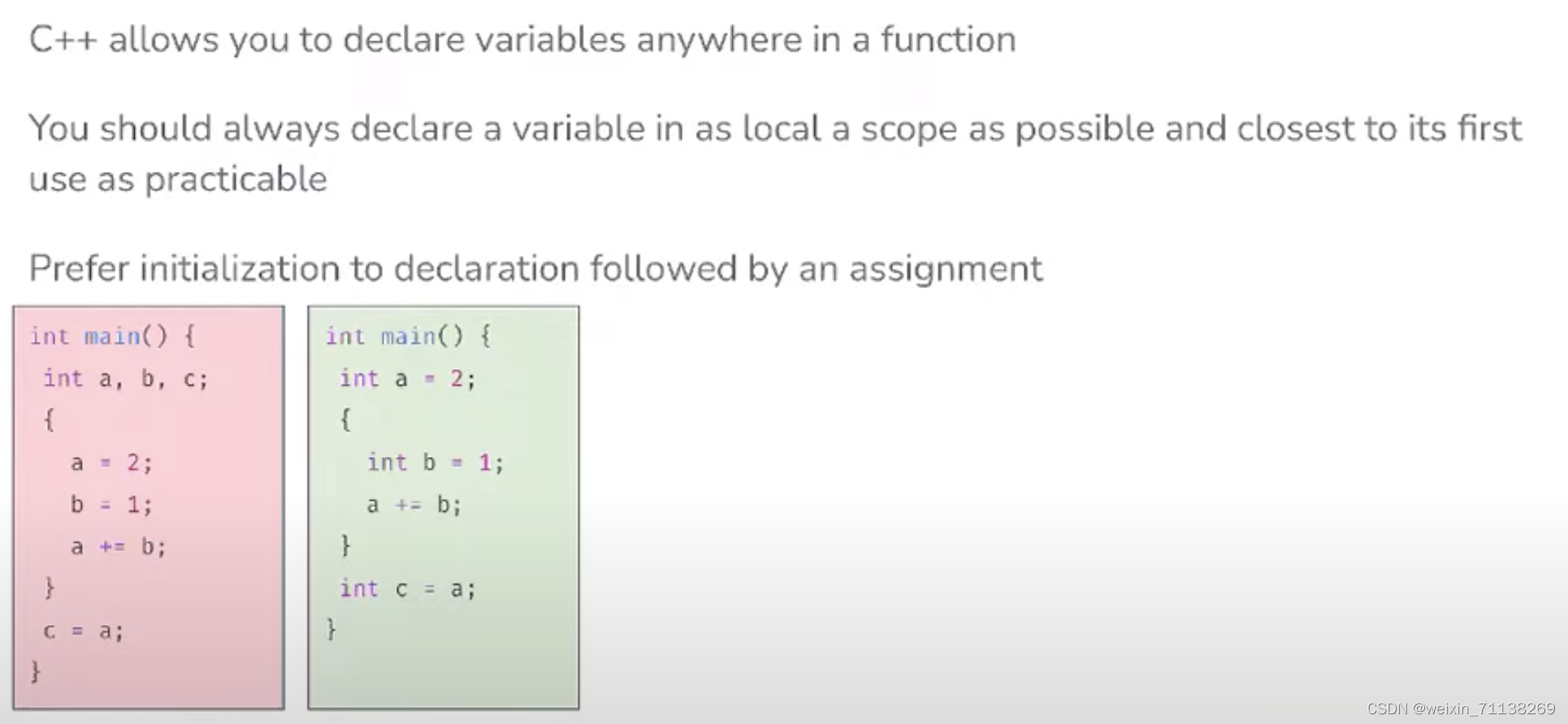 assignment declaration initialization