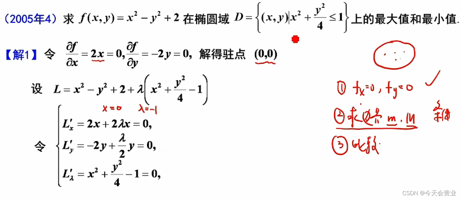 4.15每日一<span style='color:red;'>题</span>（连续函数在有界<span style='color:red;'>闭</span>区域上<span style='color:red;'>求</span>最<span style='color:red;'>大</span>/小值：拉格朗日乘数法、化条件为无条件法）