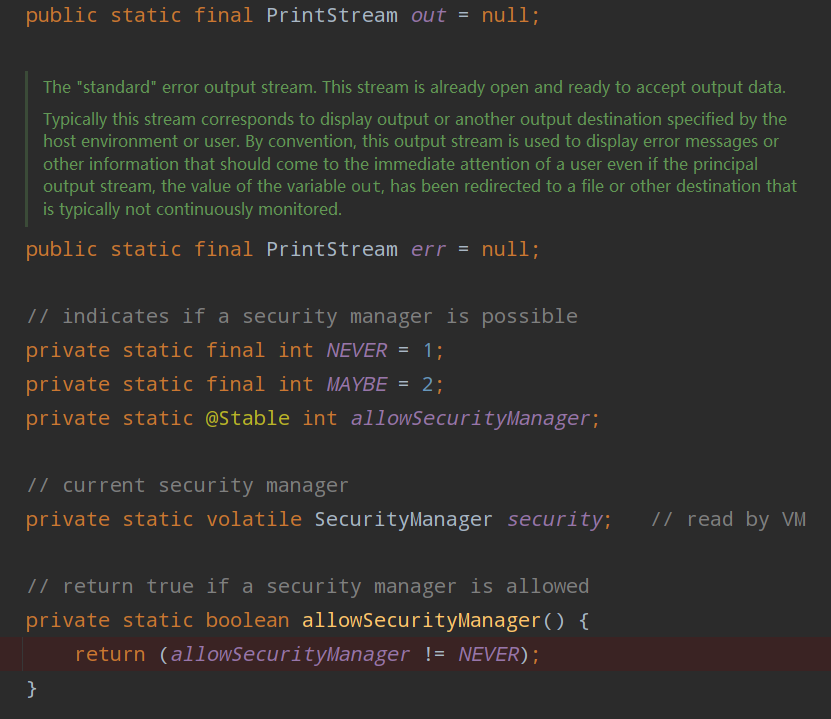 System类中的源码截图