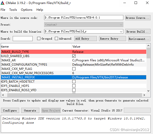 VTK学习笔记2:windows源代码安装VTK9,并使用Visual Studio 2017配置VTK9-CSDN博客