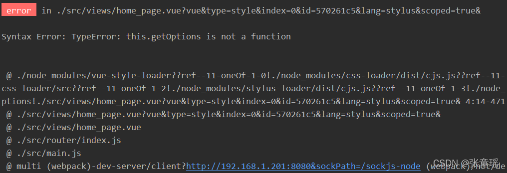 vue Syntax Error: TypeError: this.getOptions is not a function