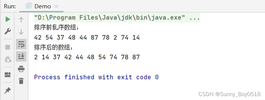 Java创建一个长度为10的数组，利用Arrays.sort(), 为数组元素排序