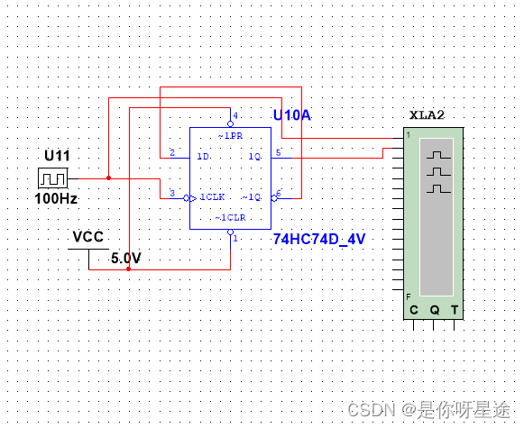 multisim实现d触发器时钟信号分频