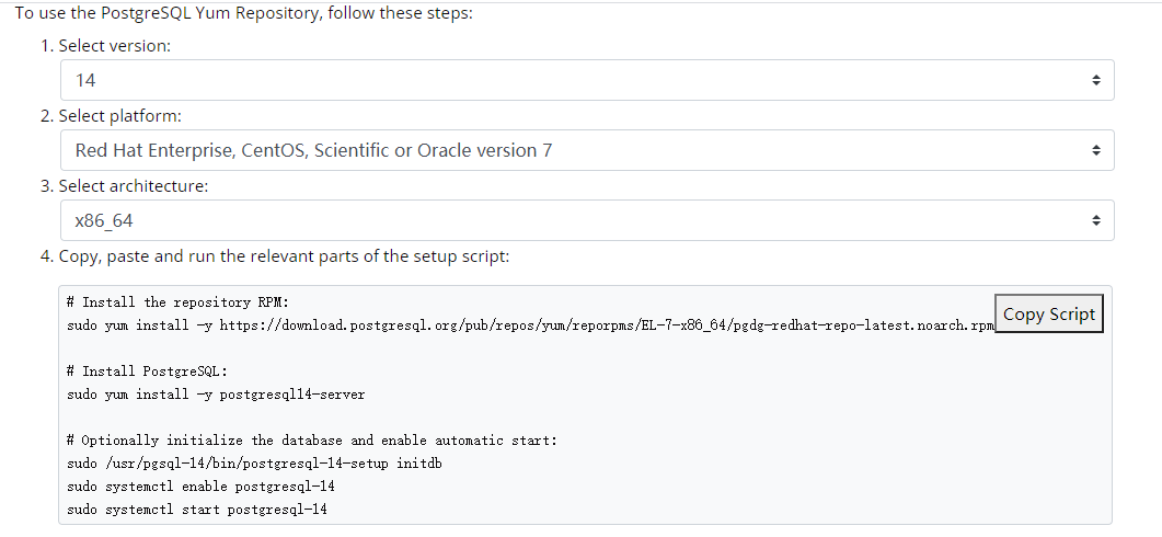 postgresql yum repo