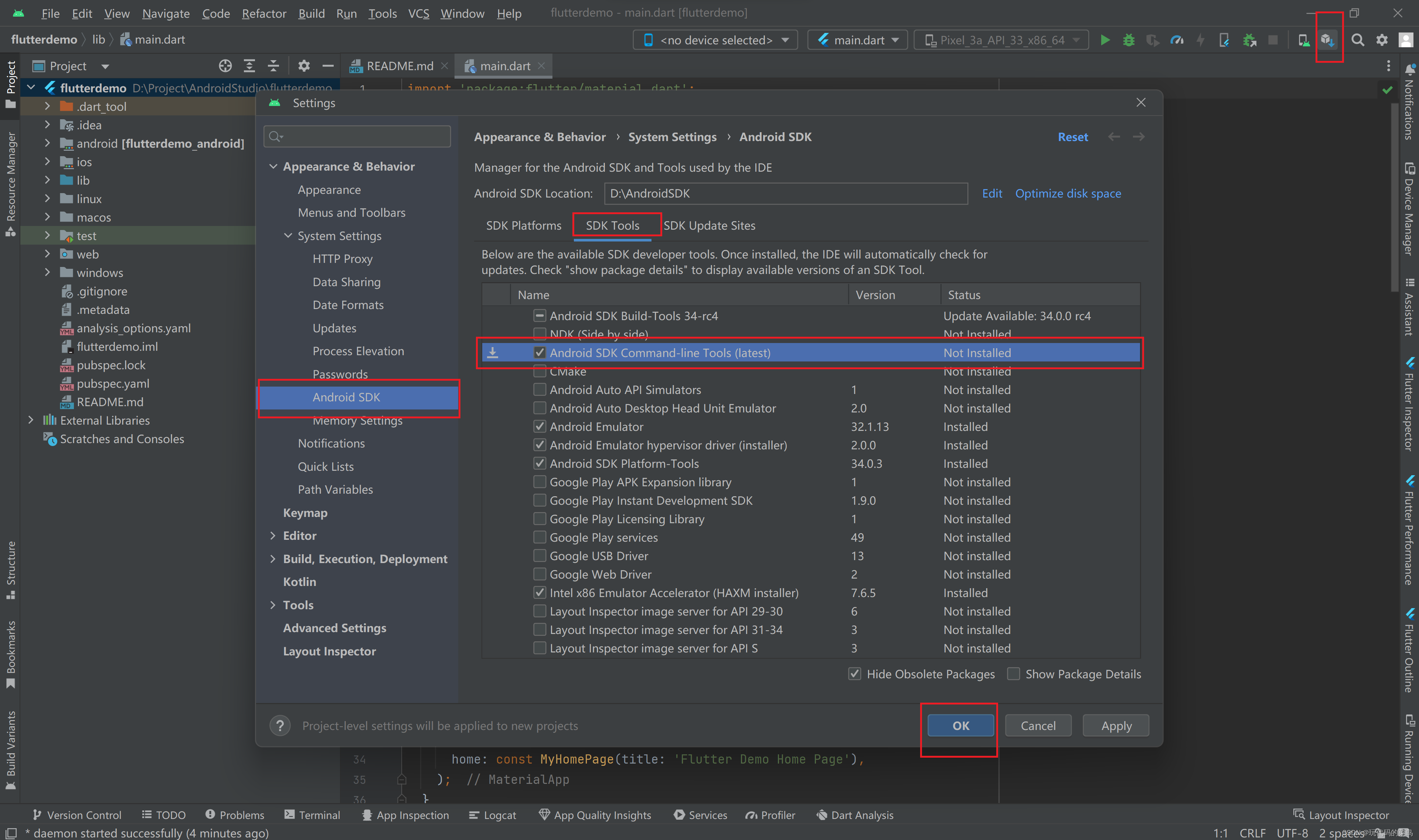 AndroidStudio配置flutter