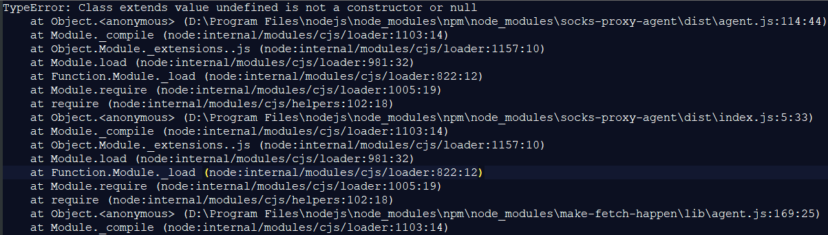 npm 报错 Class extends value undefined is not a constructor or null