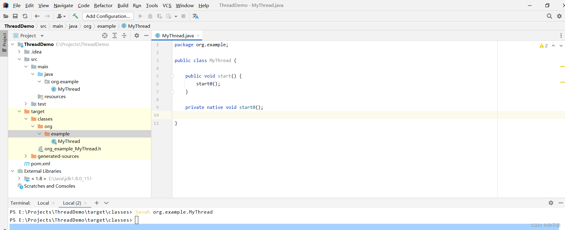 自定义线程实现c++代码回调run方法