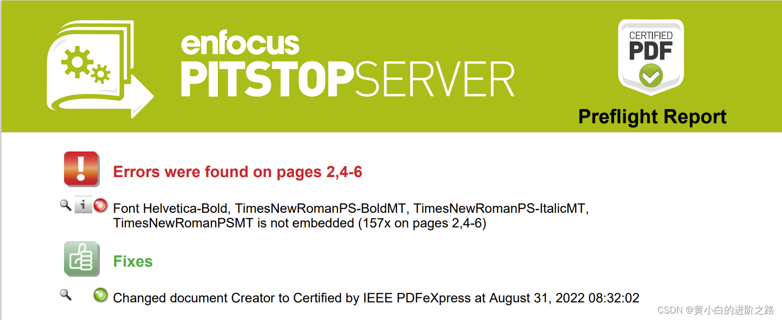 IEEE 会议论文PDF eXpress 检查报错“Font Helvetica-Bold, TimesNewRomanPS-BoldMT, ..., is not embedded”
