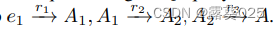 e1 r1 -→ A1, A1 r2 -→ A2, A2 r3 -→ A