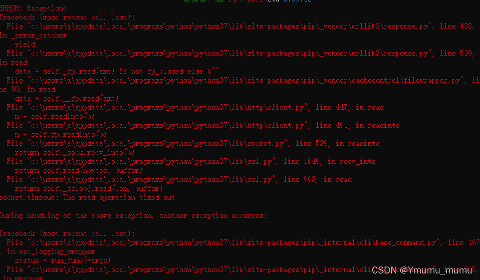 socket.timeout The read operation timed out解决方法
