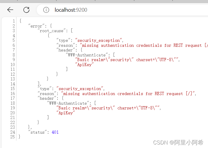 elasticsearch访问9200端口 提示需要登陆