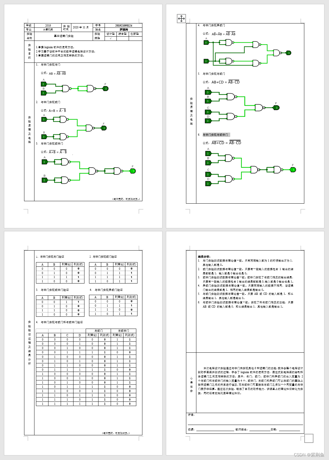 中南民族大学数字电路实验一